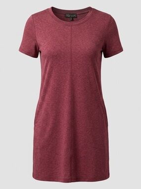 K Ld Signature Maroon Red Short Sleeve Jersey T-Shirt Dress Tunic